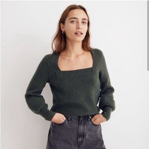 Madewell Melwood Square Neck Sweater in Coziest Yarn Holidays Christmas Jewel S
